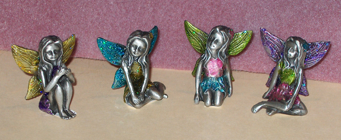 Set of 4 Pewter Fairies